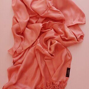 Pashmina Shawl Silky Soft Coral Size 75" L X 21" W with Fringe 81" L